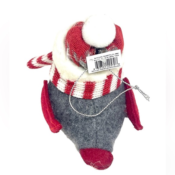 Ganz Beanie Bird Ornament - Plaid Round Hat and Striped Scarf - Picture 3 of 4